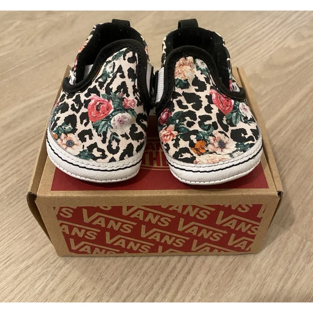 Vans‎ Infant Slip-On V Crib Leopard Floral Hook & Loop Size US 4 Infant Shoes